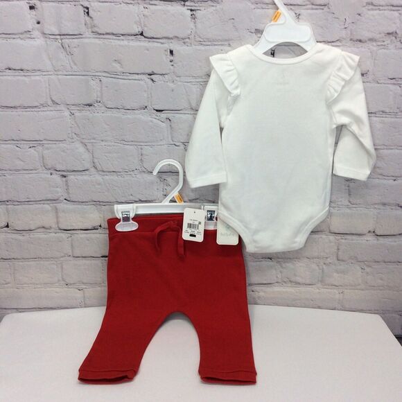 Lullaby Lane Girls 3 Piece Set 3-6 Months 2 Long Sleeve Tops 1 Pant Christmas - Picture 9 of 11